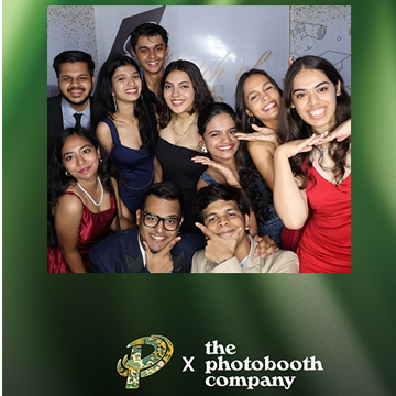 The PhotoBooth Company - Strips - Big Group posing in front of The Compact Booth